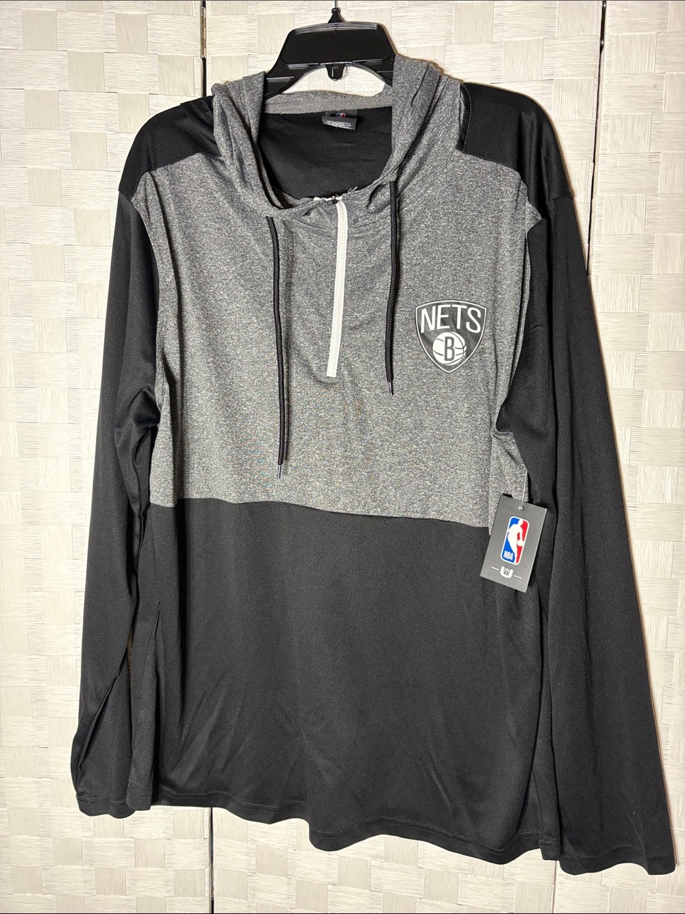 NBA Brooklyn Nets Gray and Black Hooded Pullover